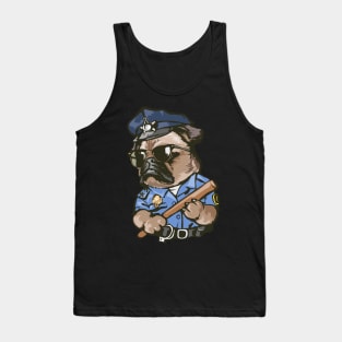 Pug Cartoon funny pugs dog police officer illustration Tank Top